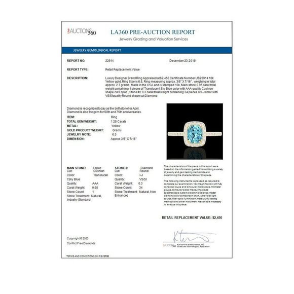 NEW Blue Topaz with Diamonds Ring, Yellow Gold main image 0